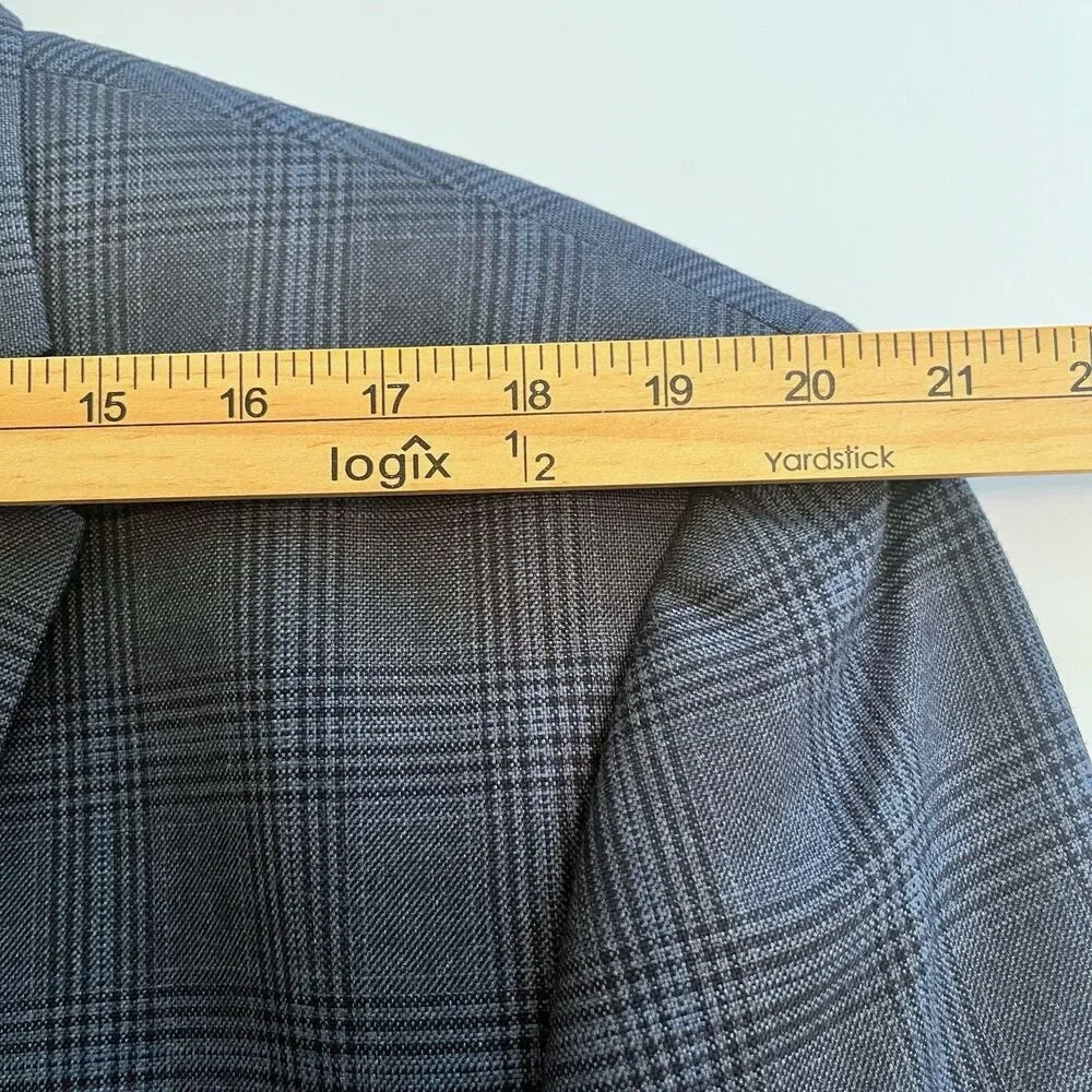 Chaps Blue Glen Plaid Notched Lapel Blazer Sport Coat 2 Button Size 48L